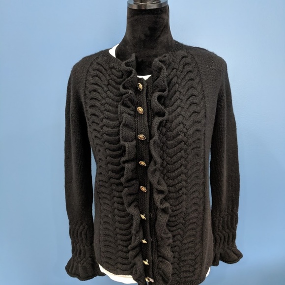 Oscar de la Renta Sweaters - Oscar de la Renta Cashmere Ruffle Cardigan Large